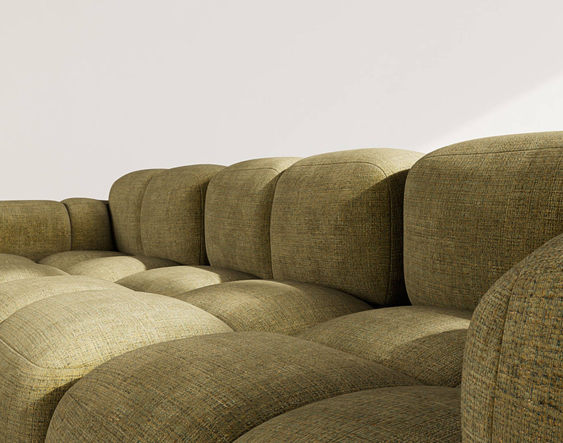 Canapé modulable d'angle réversible 4 places en velours texturé