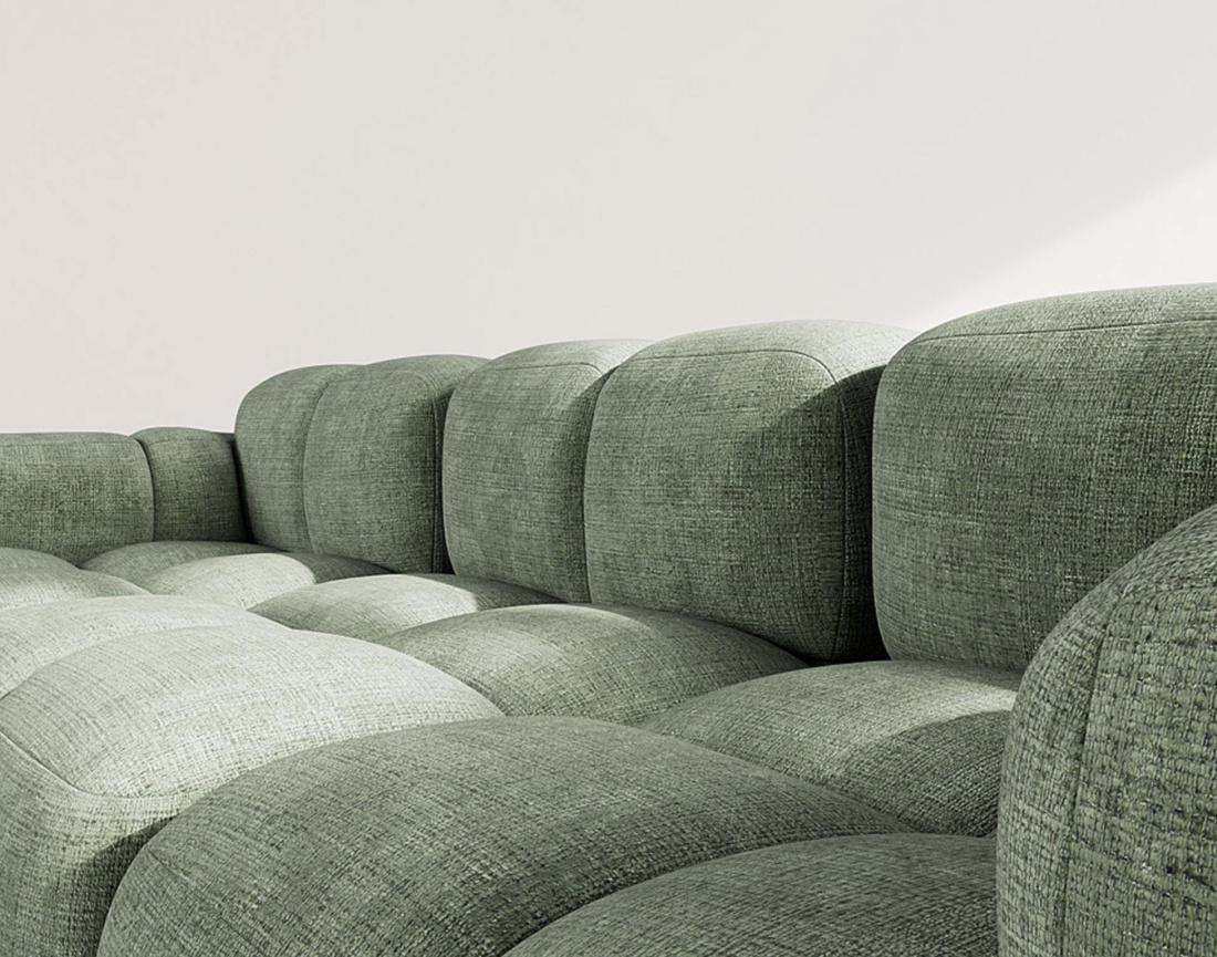 Canapé modulable d'angle réversible 4 places en velours texturé