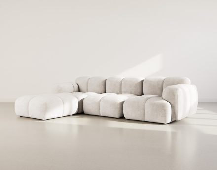 Canapé modulable d'angle réversible 4 places en velours texturé