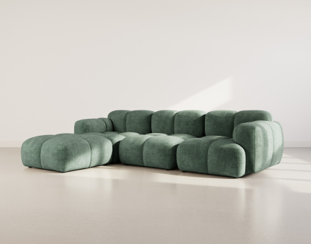 Canapé modulable d'angle réversible 4 places en velours texturé