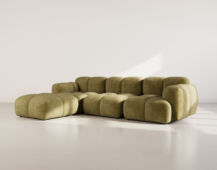 Canapé modulable d'angle réversible 4 places en velours texturé