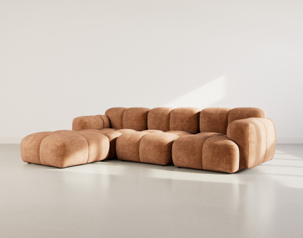 Canapé modulable d'angle réversible 4 places en velours texturé