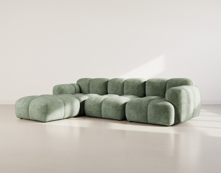 Canapé modulable d'angle réversible 4 places en velours texturé