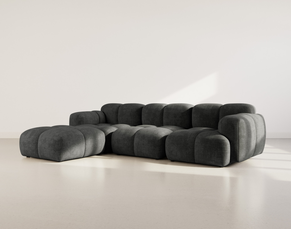 Canapé modulable d'angle réversible 4 places en velours texturé