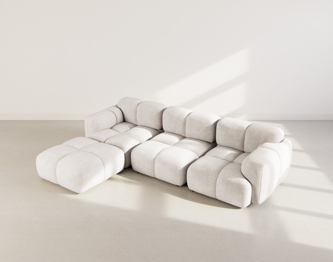 Canapé modulable d'angle réversible 4 places en velours texturé