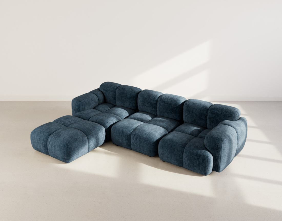 Canapé modulable d'angle réversible 4 places en velours texturé