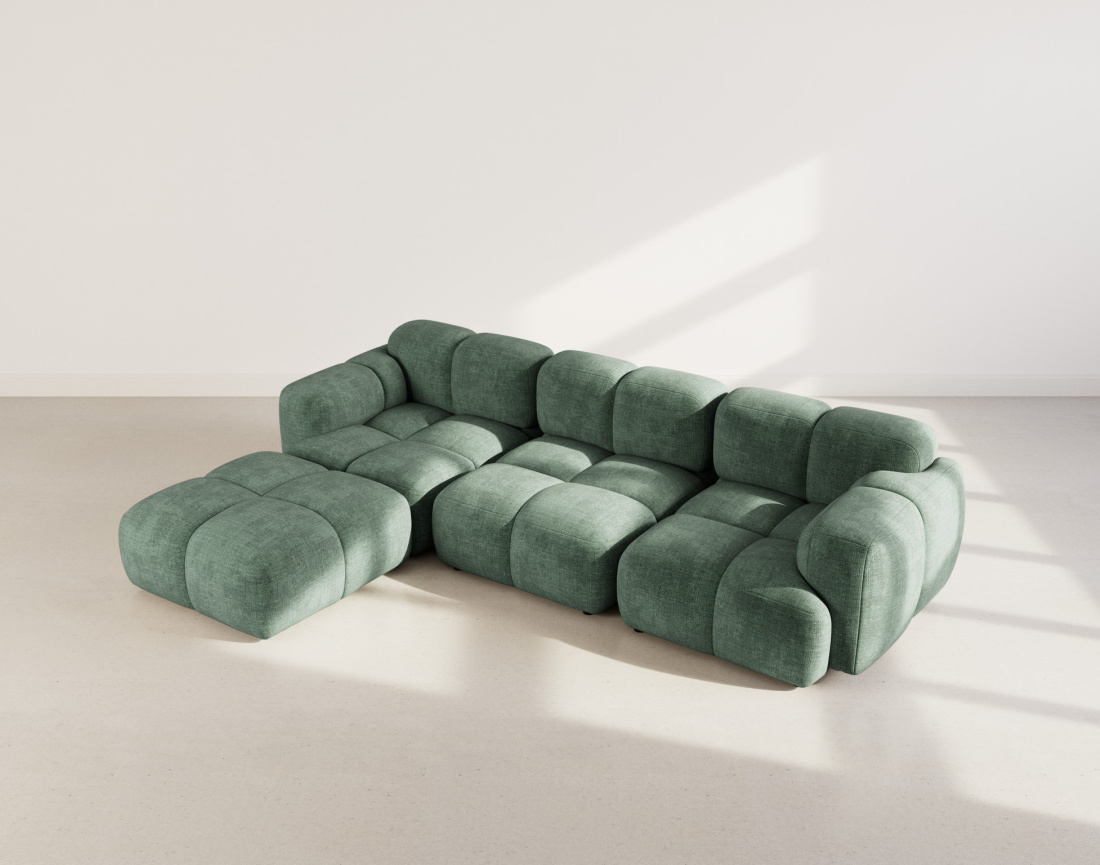 Canapé modulable d'angle réversible 4 places en velours texturé