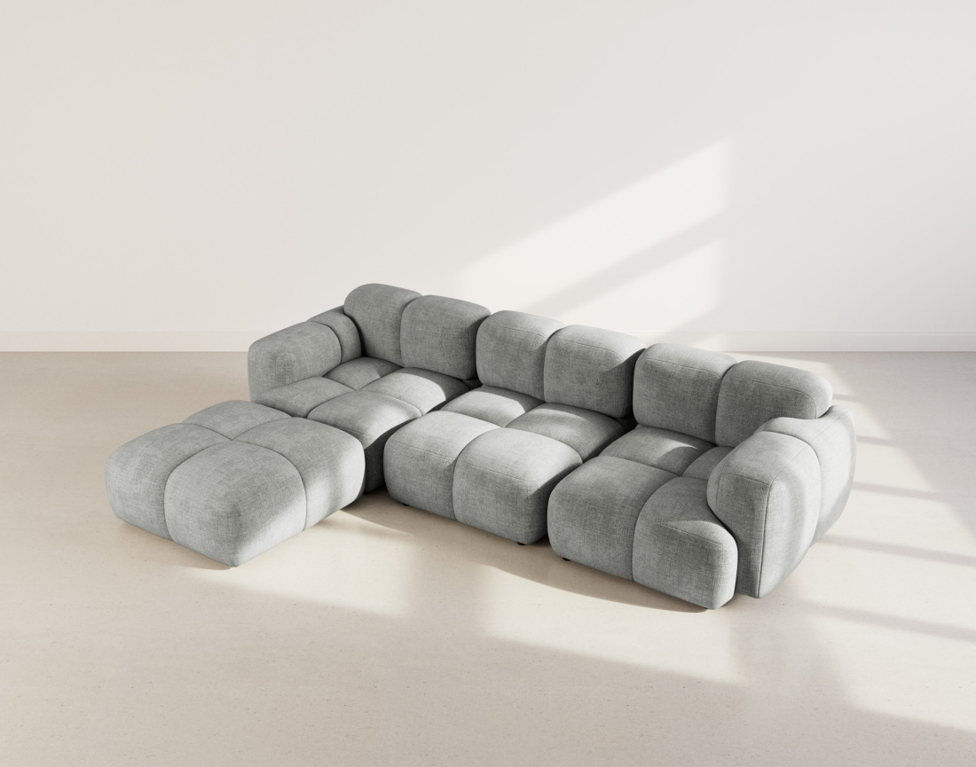 Canapé modulable d'angle réversible 4 places en velours texturé