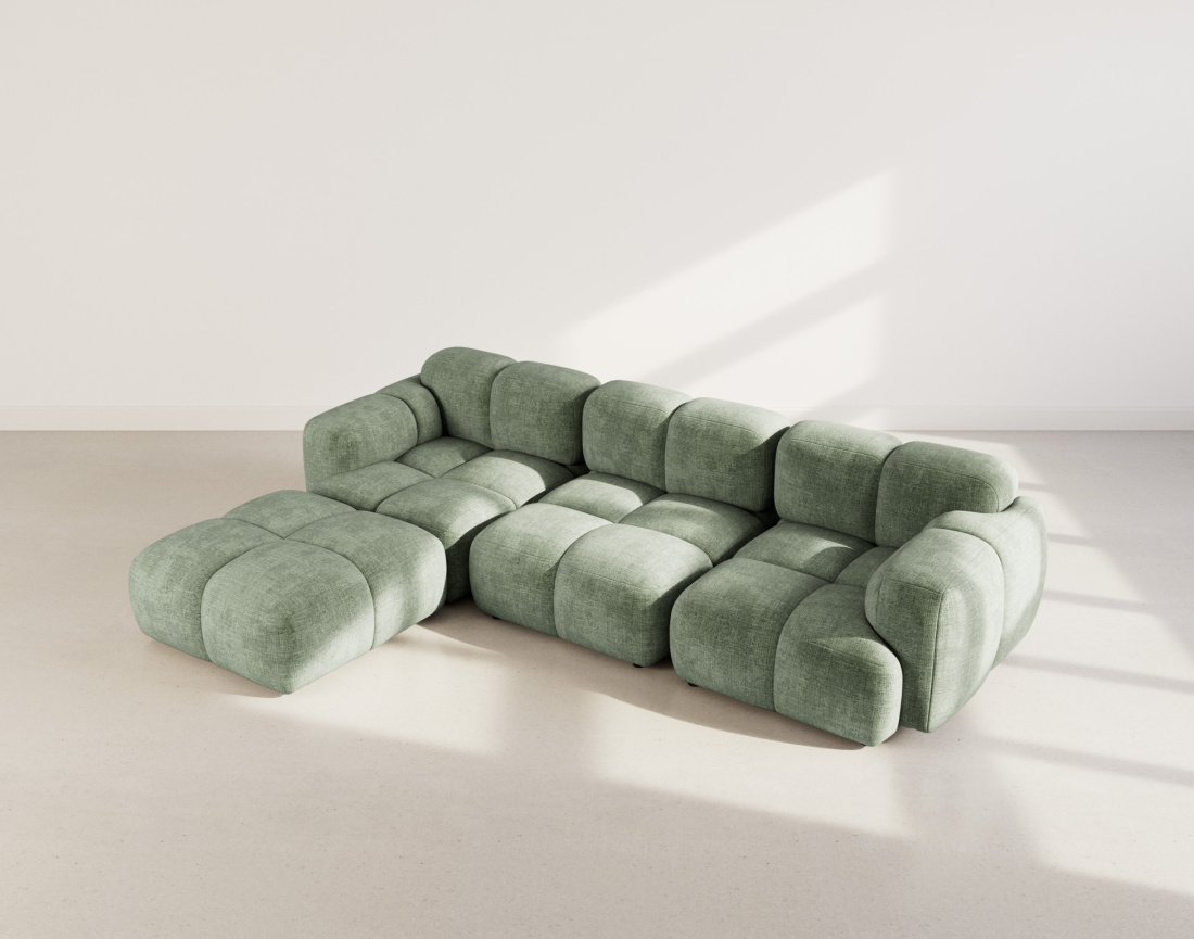 Canapé modulable d'angle réversible 4 places en velours texturé