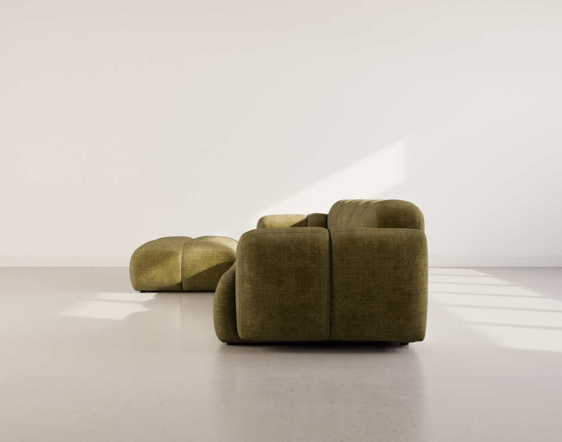 Canapé modulable d'angle réversible 4 places en velours texturé