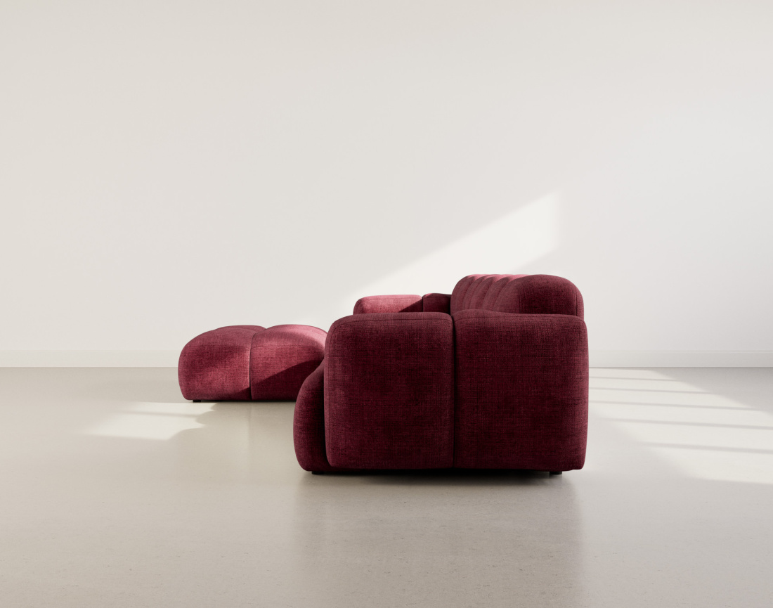 Canapé modulable d'angle réversible 4 places en velours texturé