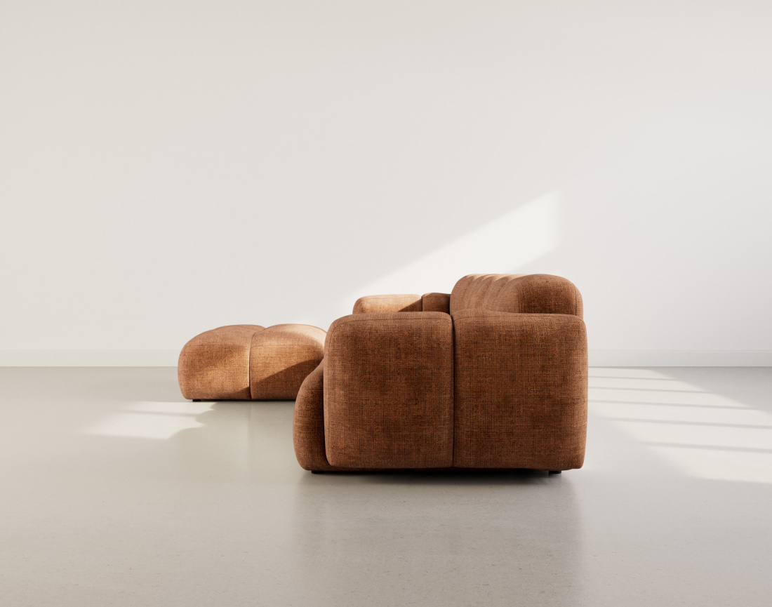 Canapé modulable d'angle réversible 4 places en velours texturé