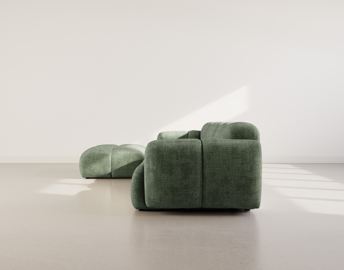 Canapé modulable d'angle réversible 4 places en velours texturé