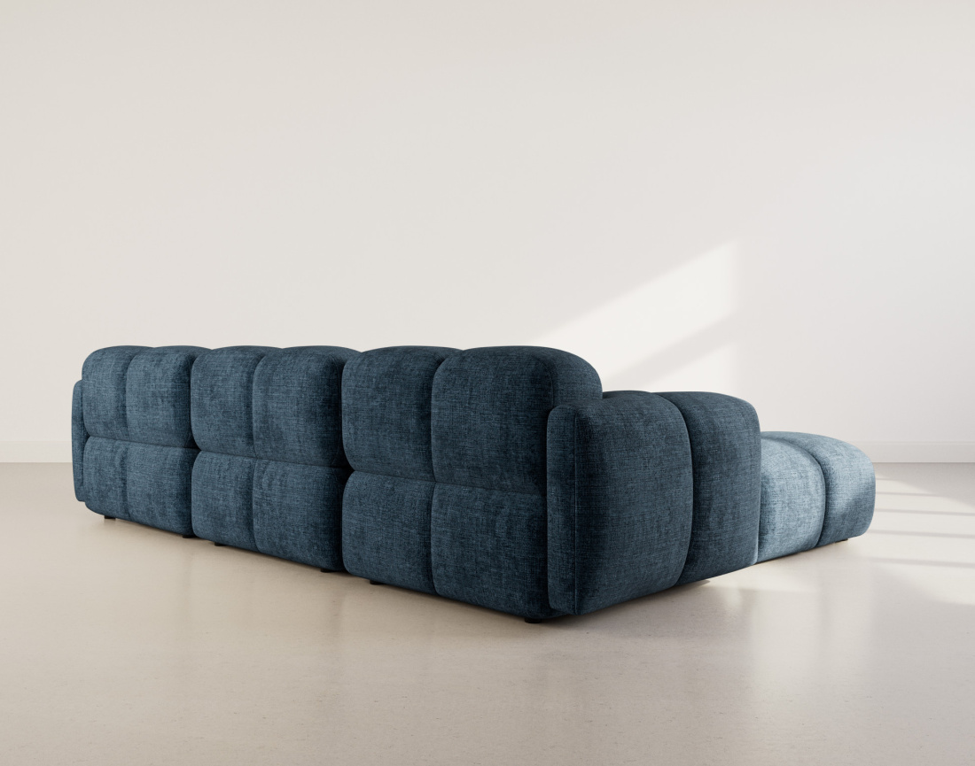 Canapé modulable d'angle réversible 4 places en velours texturé