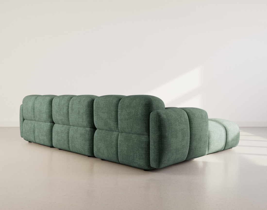 Canapé modulable d'angle réversible 4 places en velours texturé