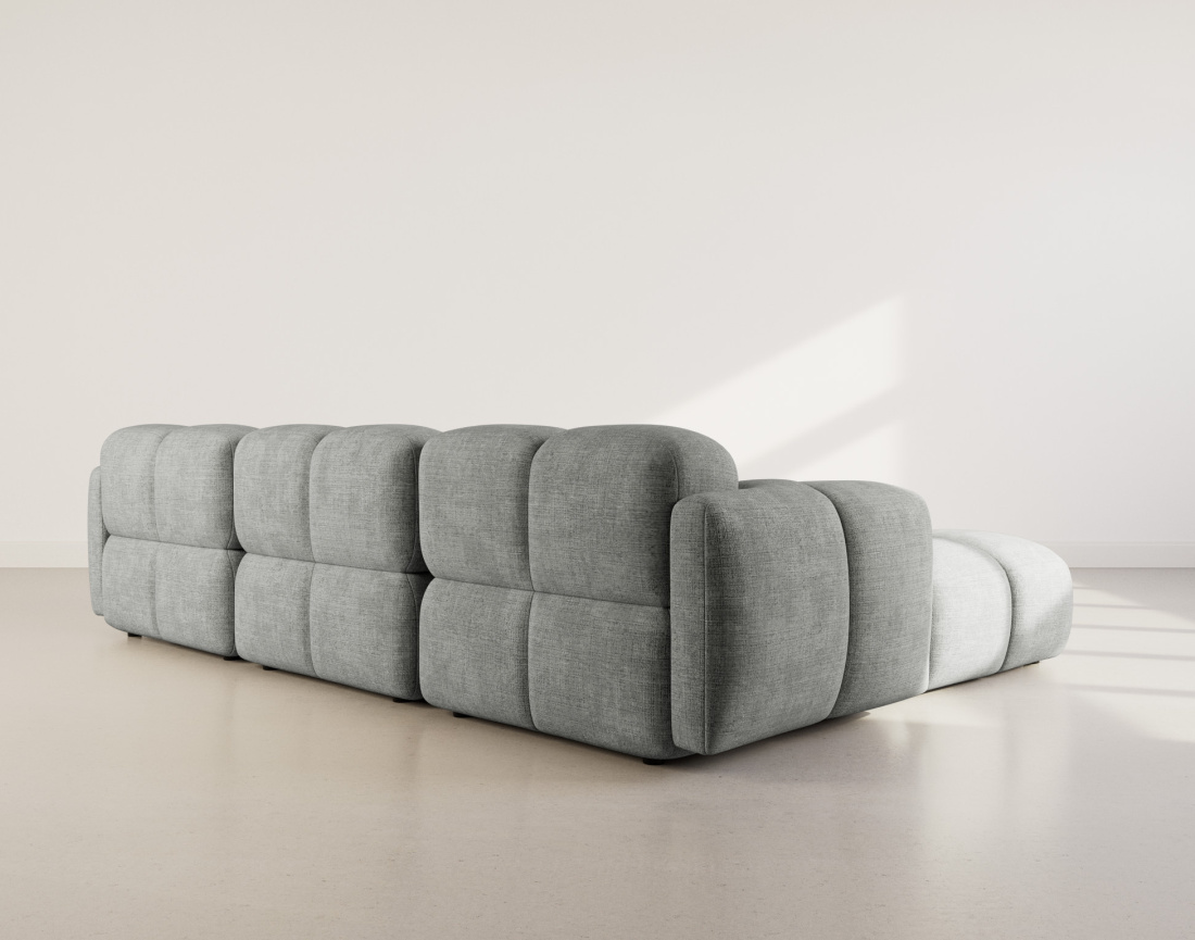 Canapé modulable d'angle réversible 4 places en velours texturé