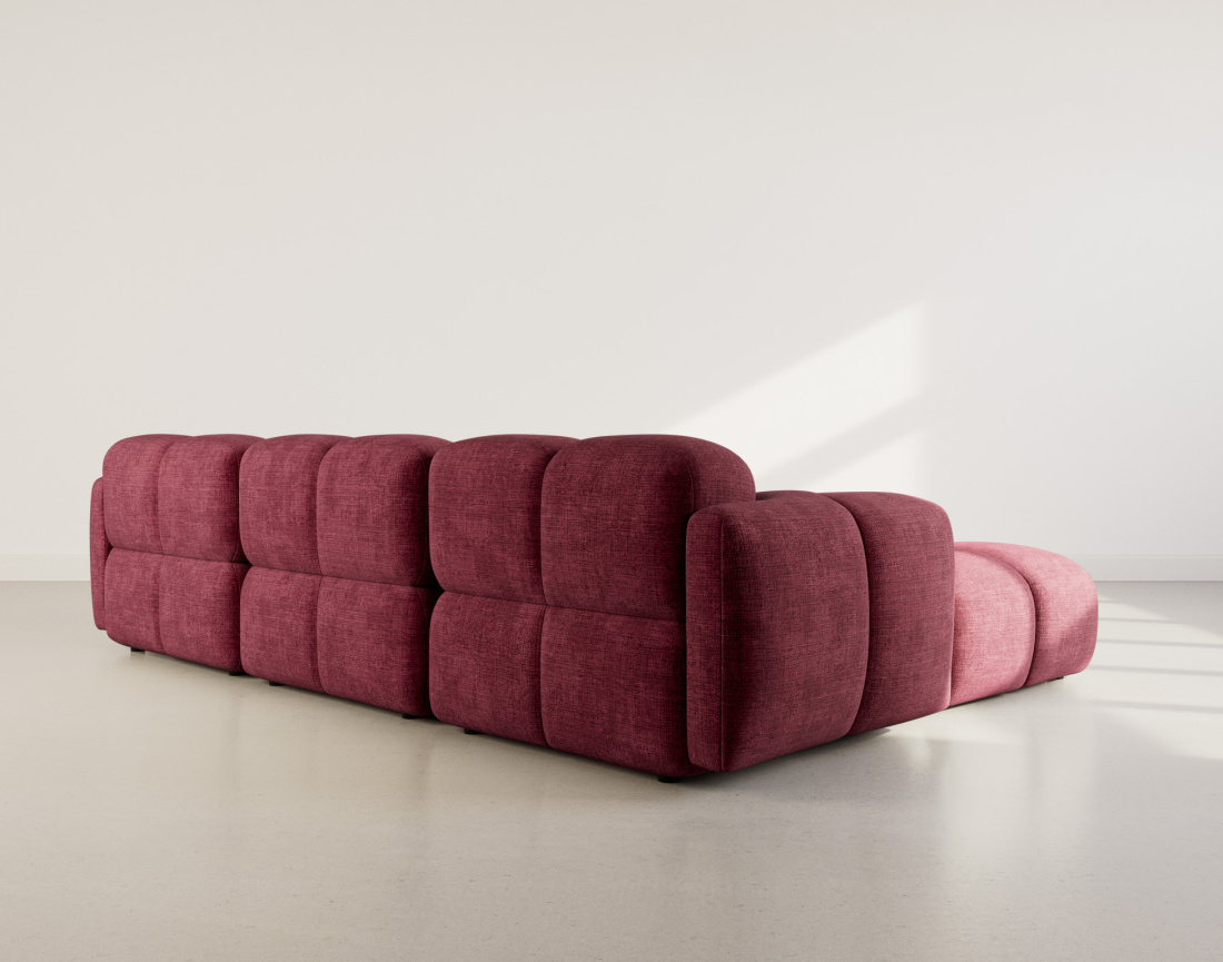 Canapé modulable d'angle réversible 4 places en velours texturé