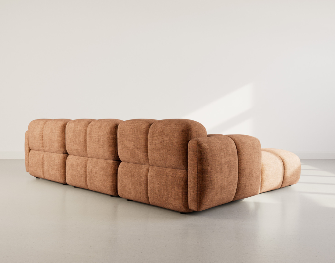 Canapé modulable d'angle réversible 4 places en velours texturé