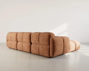 Canapé modulable d'angle réversible 4 places en velours texturé