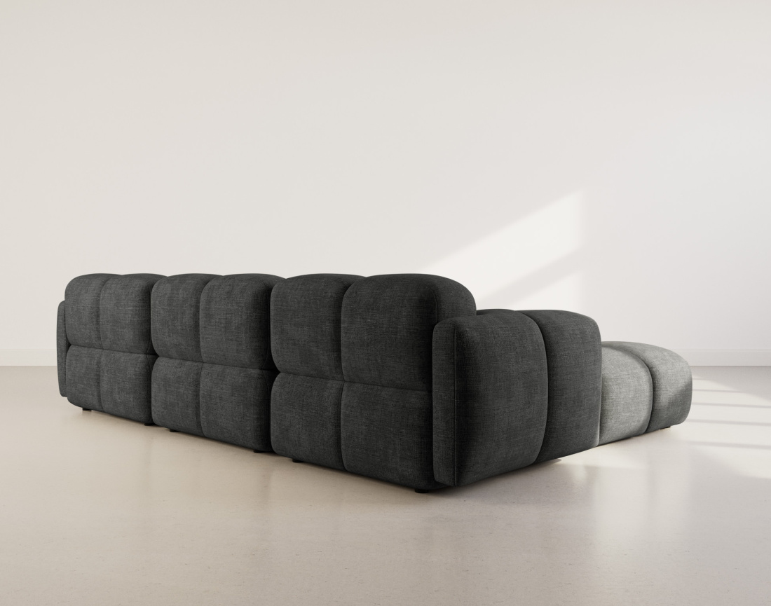 Canapé modulable d'angle réversible 4 places en velours texturé
