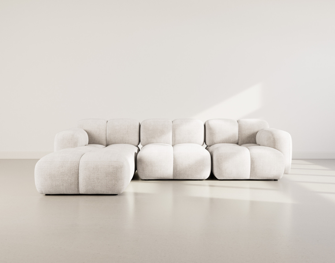 Canapé modulable d'angle réversible 4 places en velours texturé