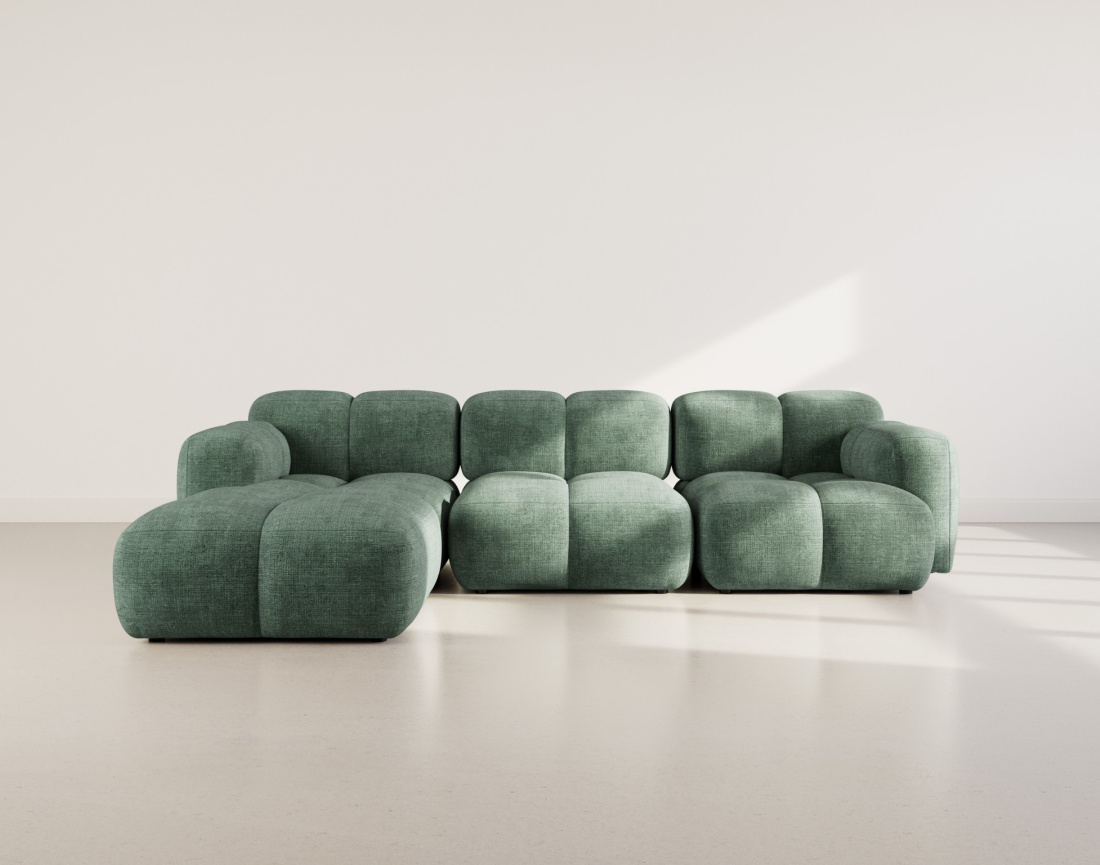 Canapé modulable d'angle réversible 4 places en velours texturé