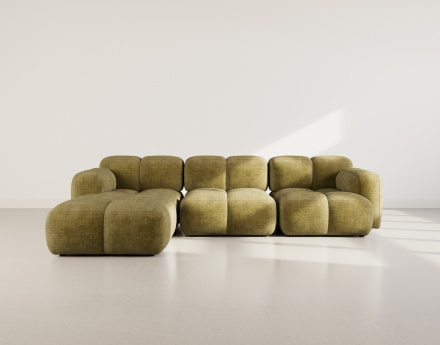 Canapé modulable d'angle réversible 4 places en velours texturé