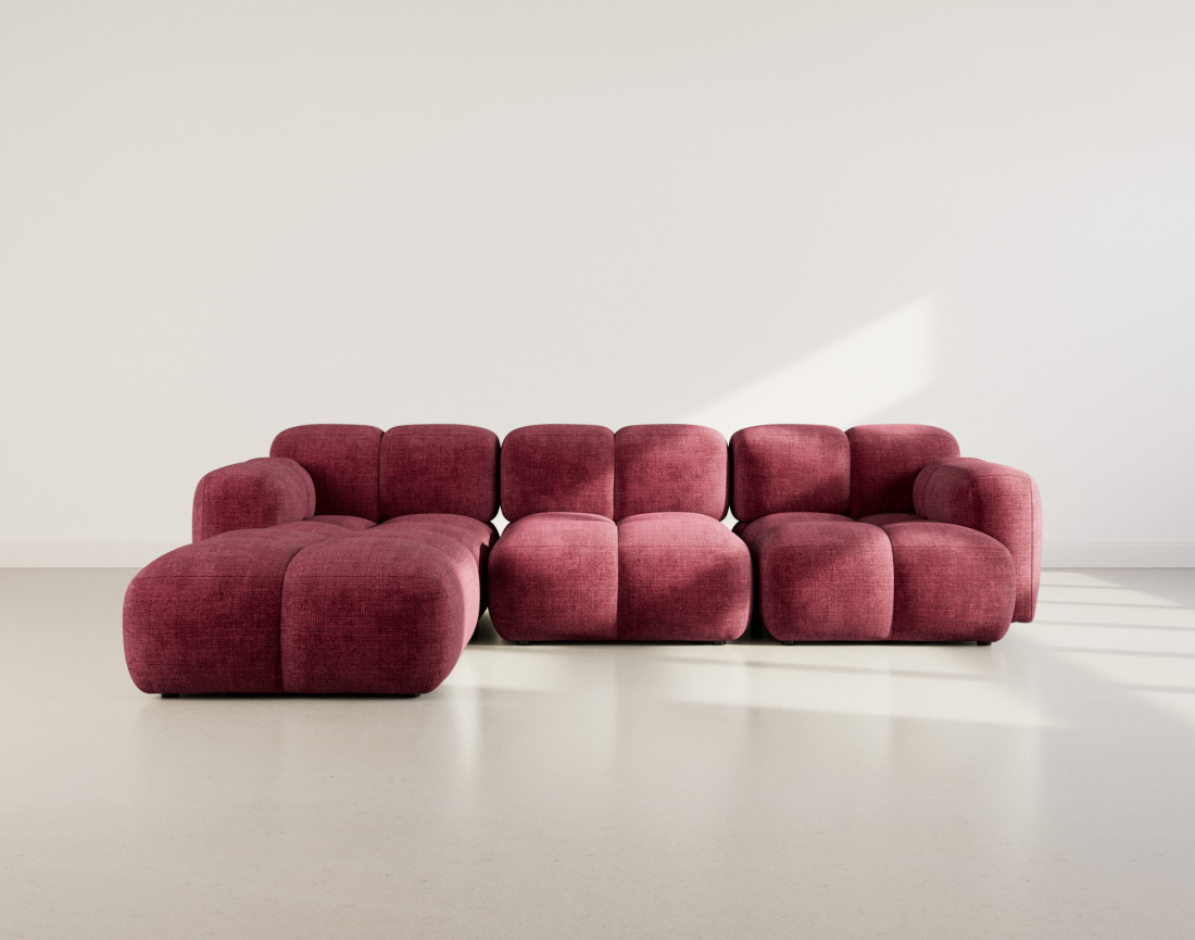 Canapé modulable d'angle réversible 4 places en velours texturé