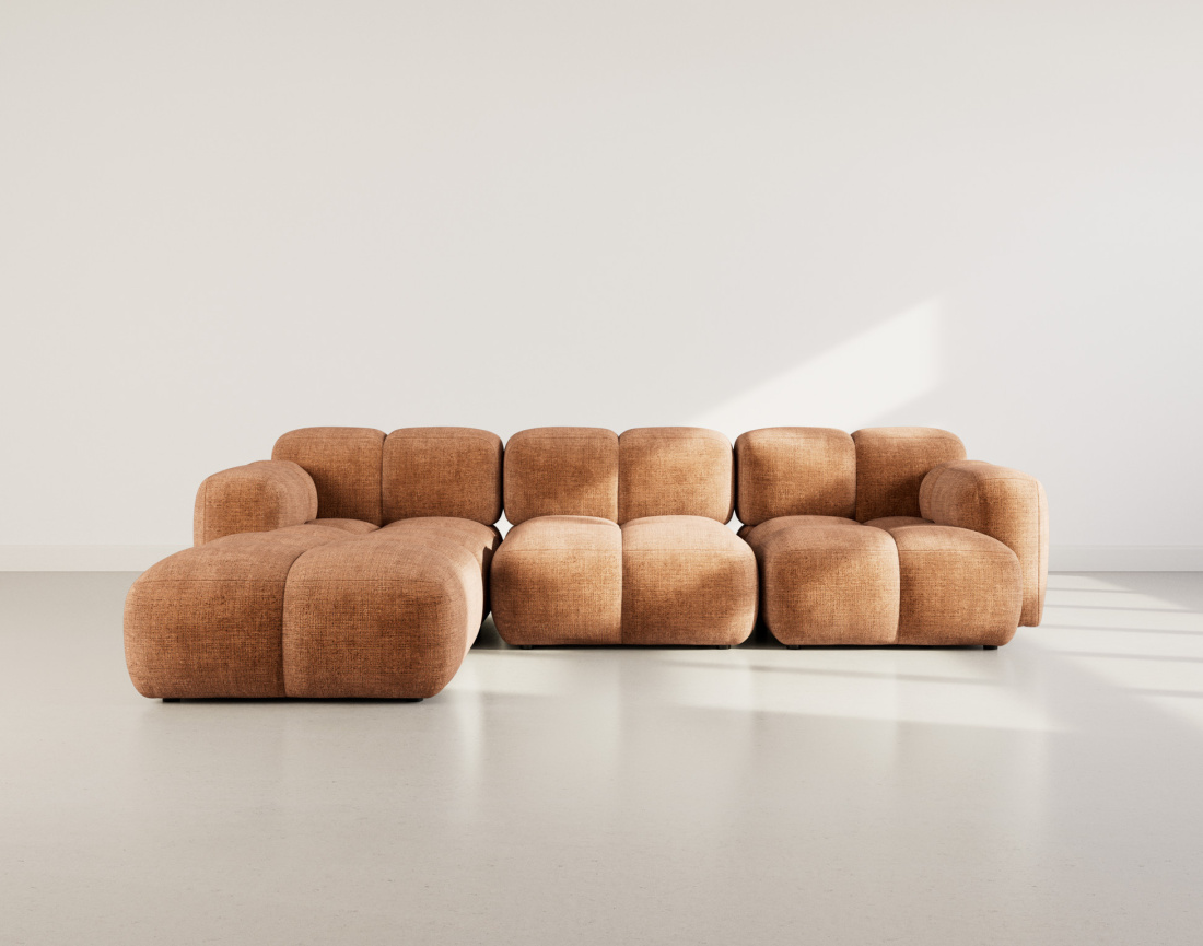 Canapé modulable d'angle réversible 4 places en velours texturé