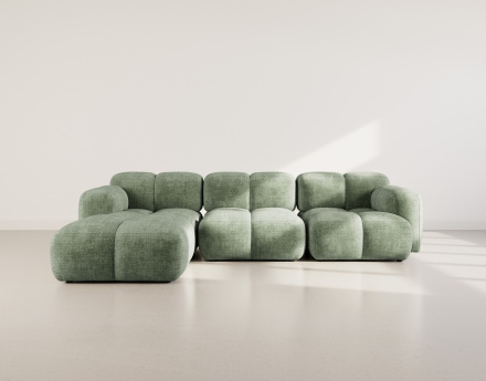 Canapé modulable d'angle réversible 4 places en velours texturé