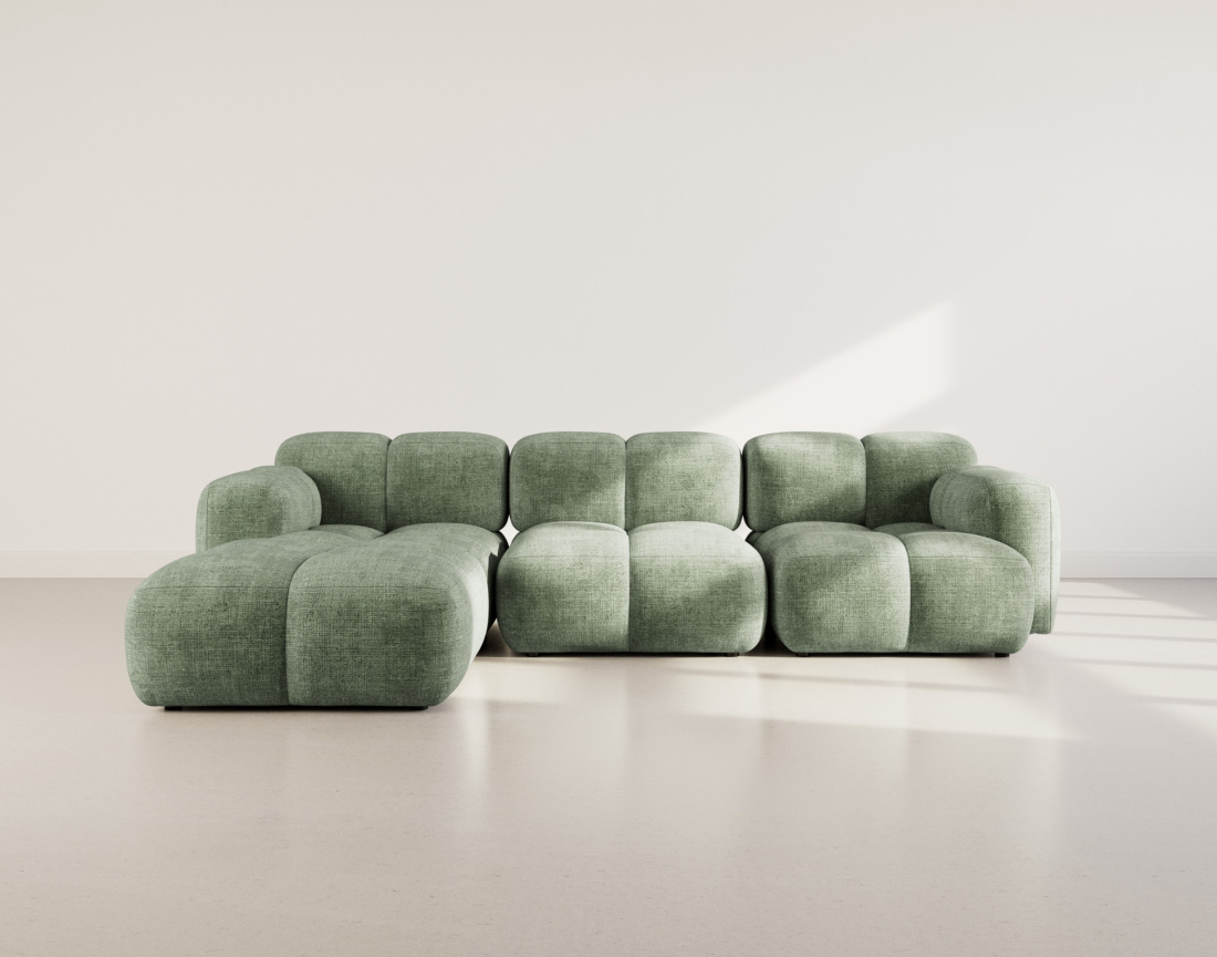 Canapé modulable d'angle réversible 4 places en velours texturé