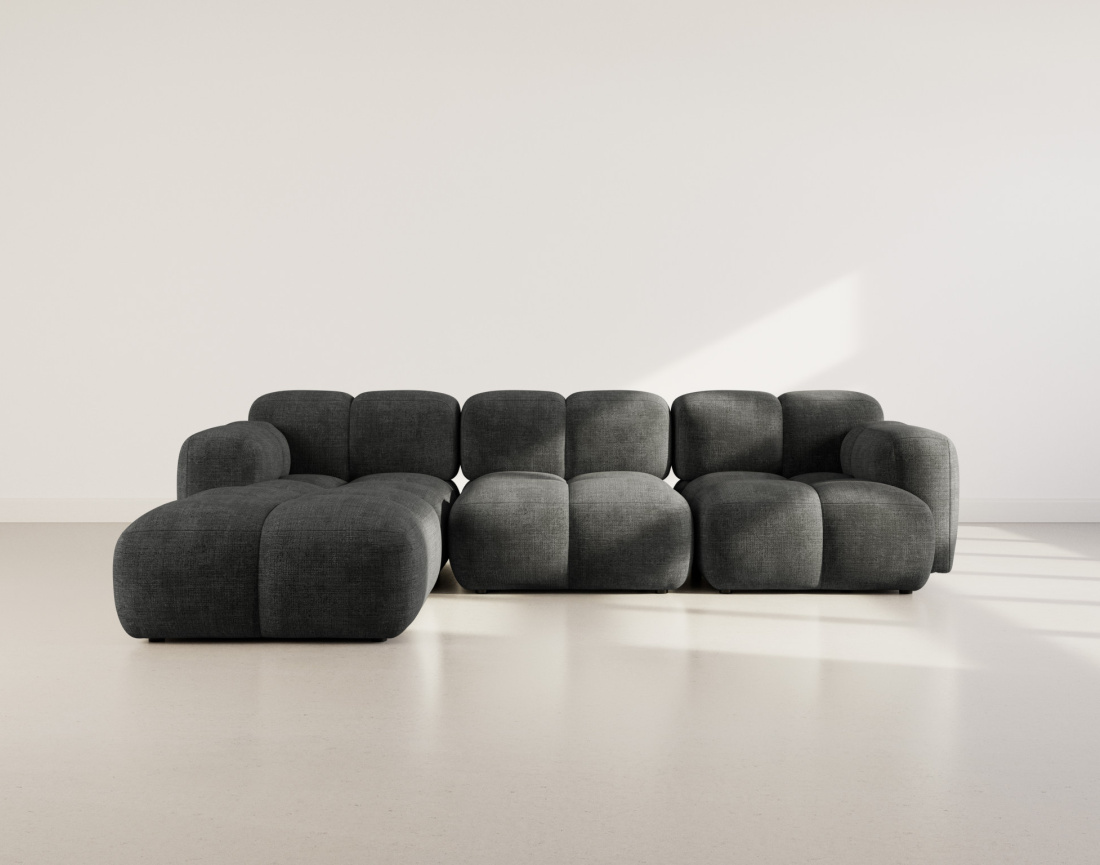 Canapé modulable d'angle réversible 4 places en velours texturé