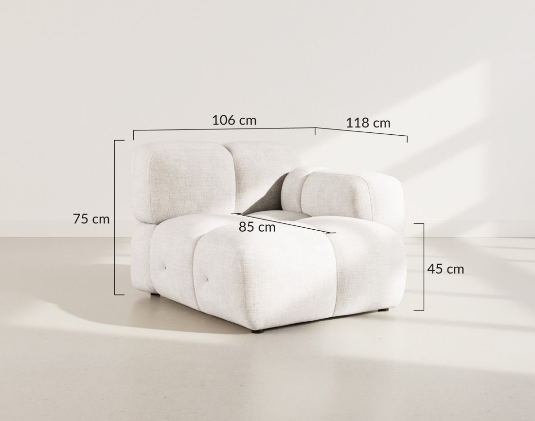 Module d'assise droit en velours texturé Grace