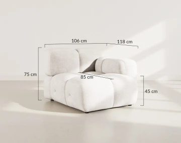 Module d'assise droit en velours texturé Grace
