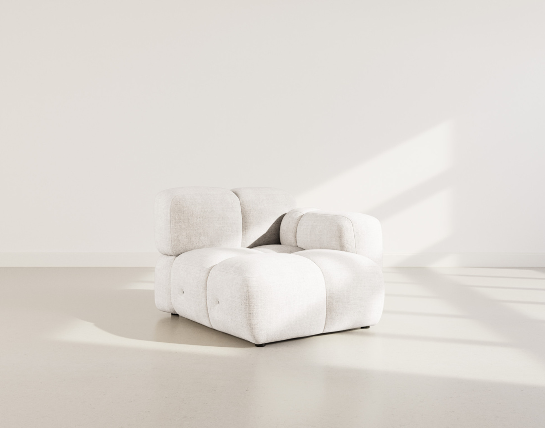 Module d'assise droit en velours texturé Grace