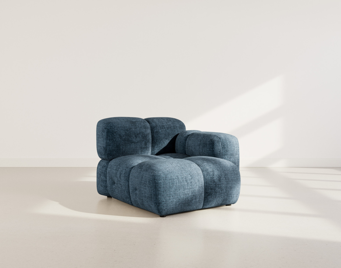 Module d'assise droit en velours texturé Grace