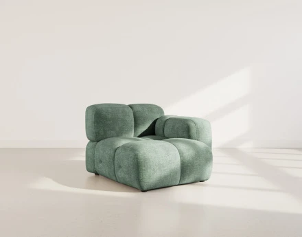 Module d'assise droit en velours texturé Grace