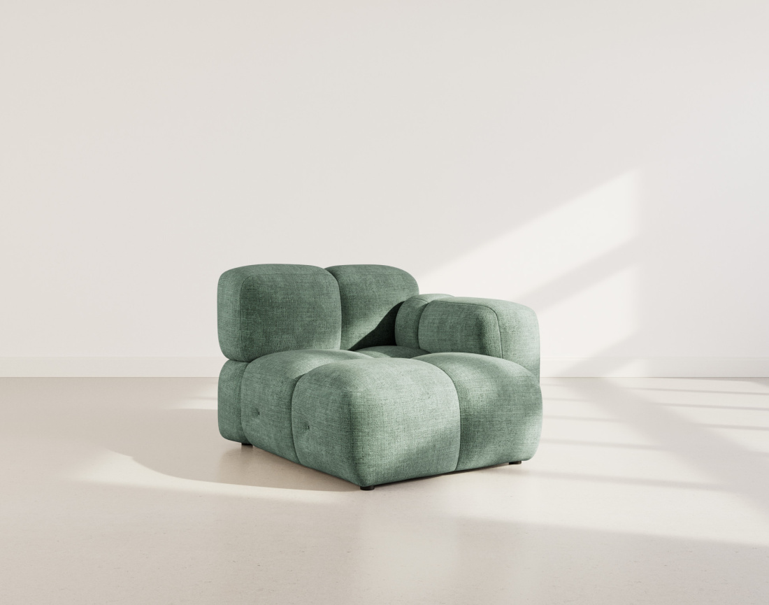 Module d'assise droit en velours texturé Grace