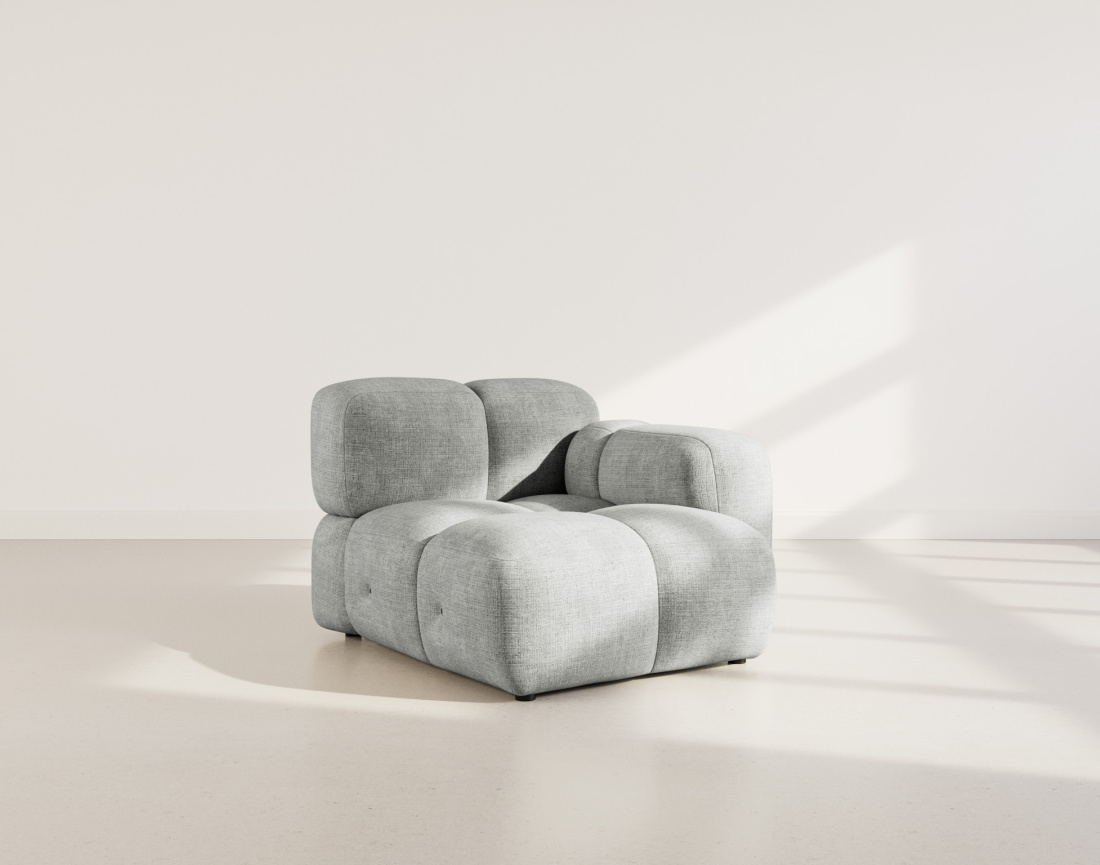 Module d'assise droit en velours texturé Grace