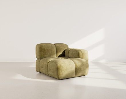 Module d'assise droit en velours texturé Grace