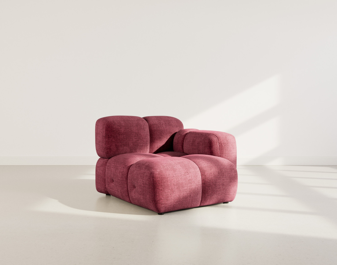 Module d'assise droit en velours texturé Grace