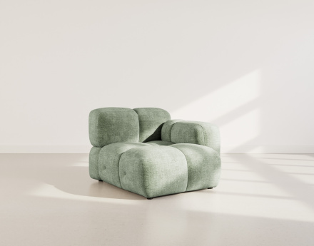 Module d'assise droit en velours texturé Grace