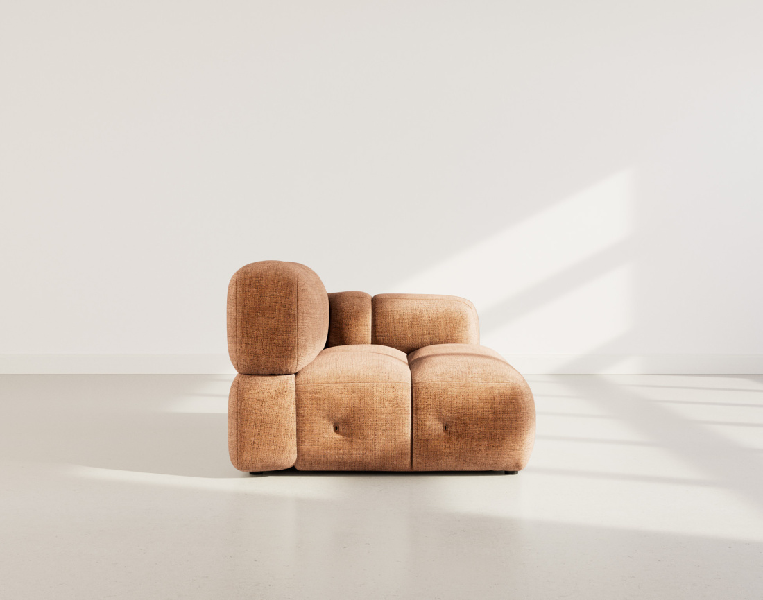 Module d'assise droit en velours texturé Grace