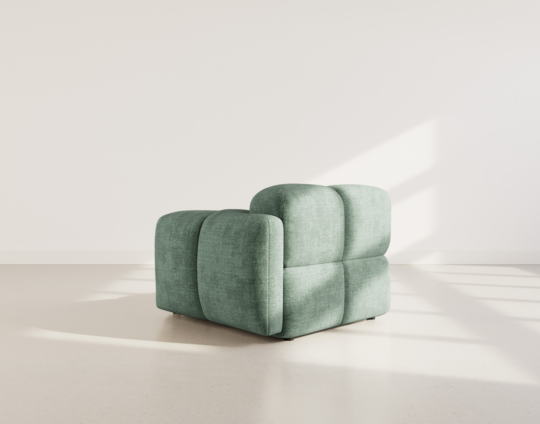 Module d'assise droit en velours texturé Grace