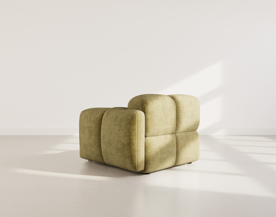 Module d'assise droit en velours texturé Grace