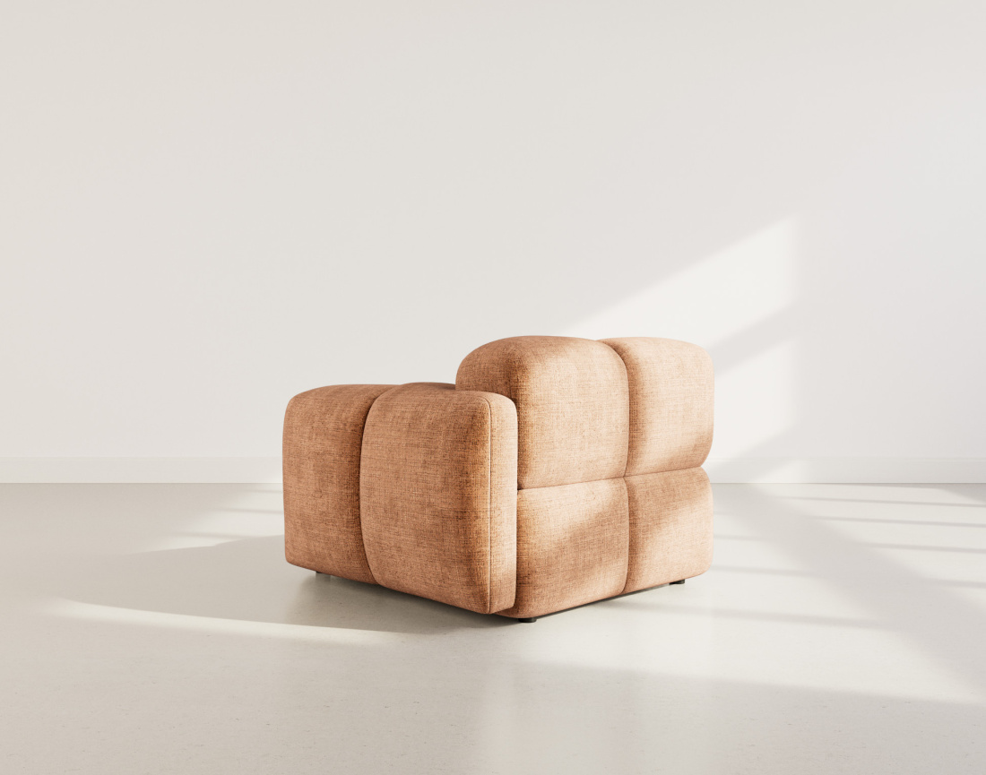 Module d'assise droit en velours texturé Grace