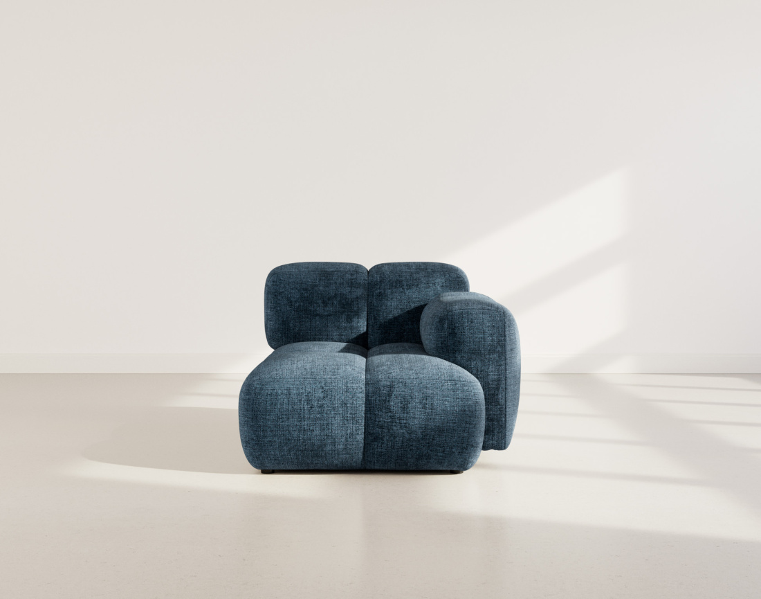 Module d'assise droit en velours texturé Grace