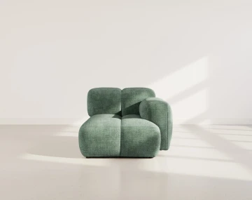 Module d'assise droit en velours texturé Grace