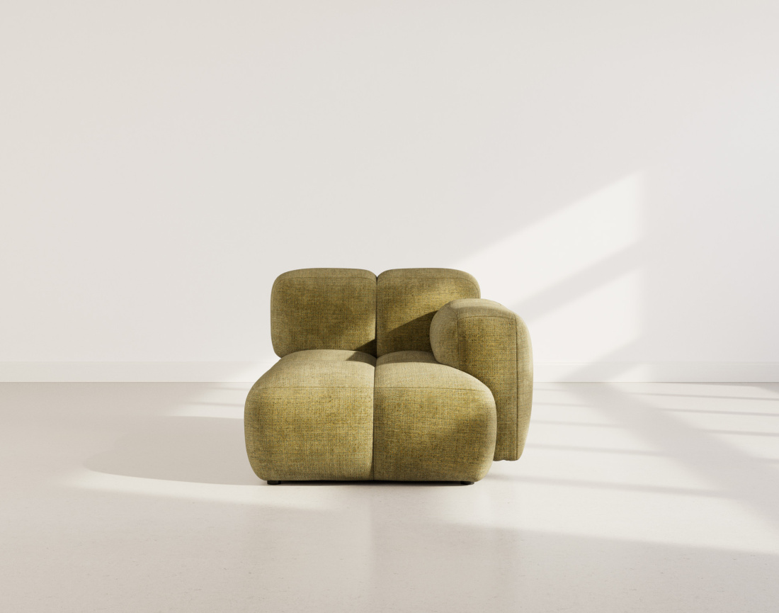 Module d'assise droit en velours texturé Grace