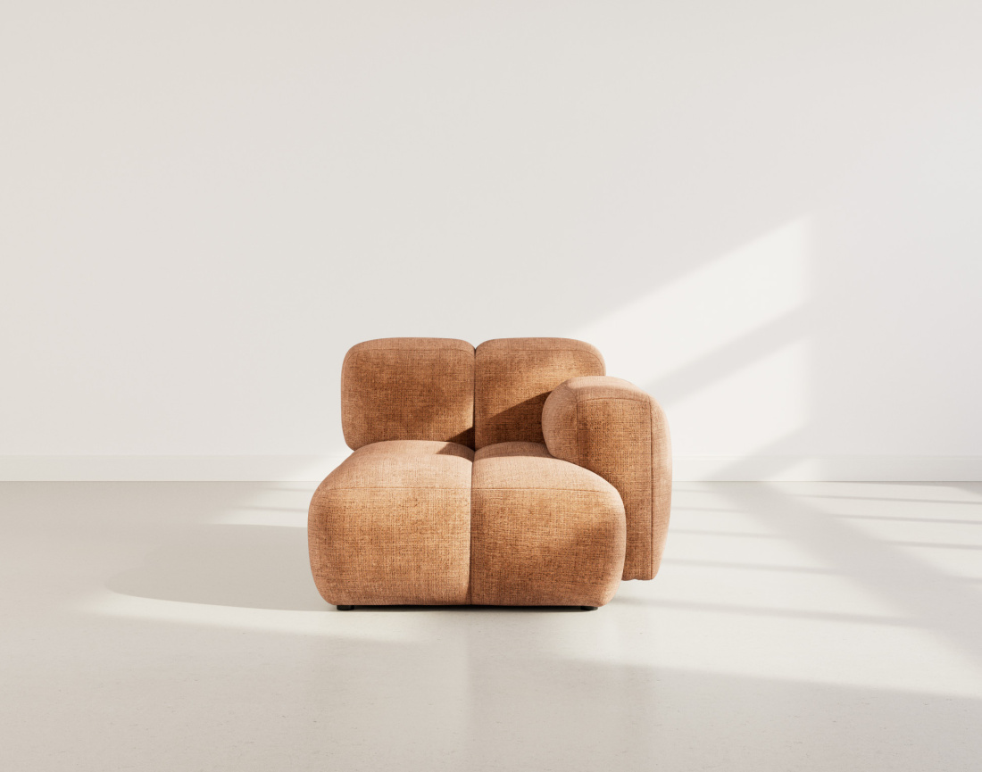 Module d'assise droit en velours texturé Grace
